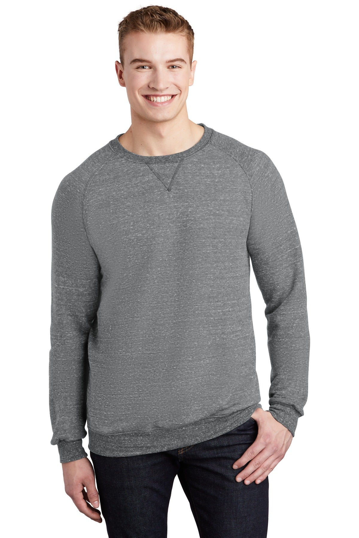 Next LevelJERZEES ® Snow Heather French Terry Raglan Crew 91M