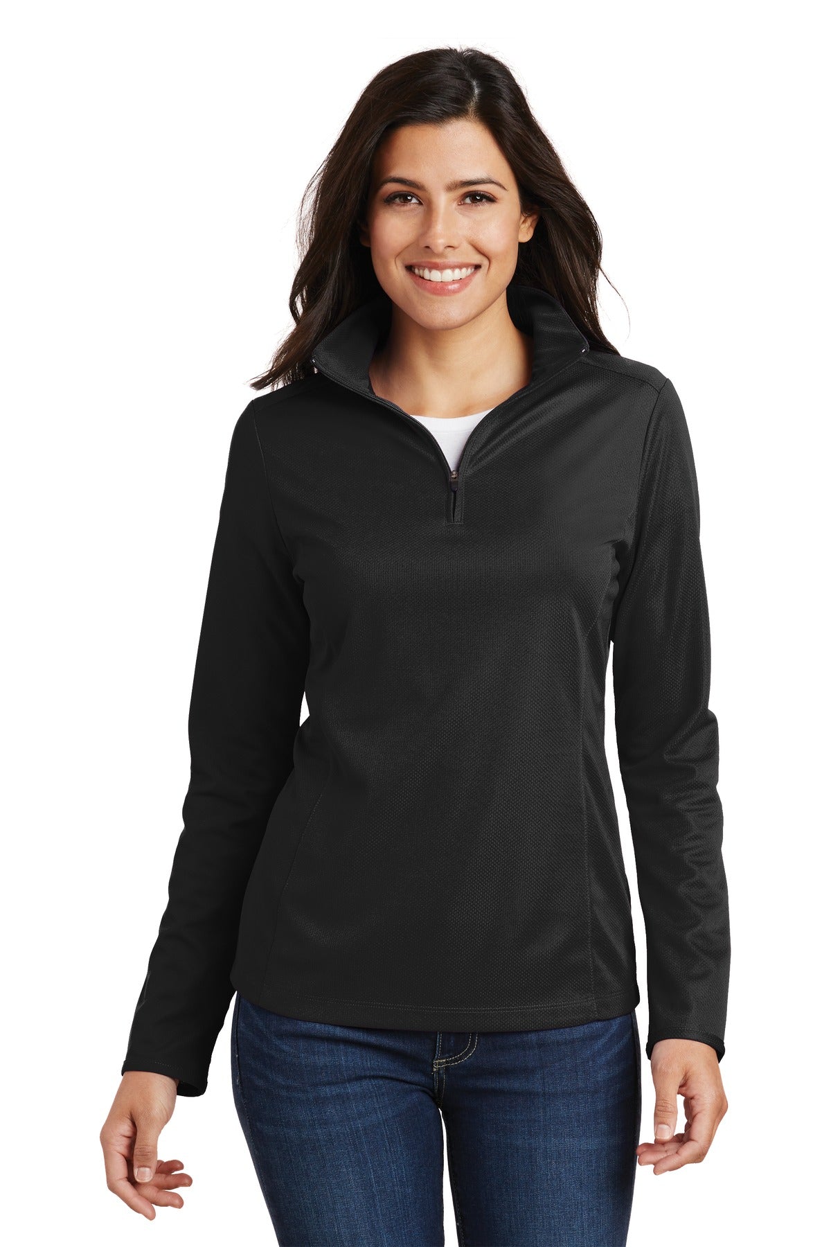 515 Therapy Port Authority® KSH Ladies Pinpoint Mesh 1/2-Zip . L806
