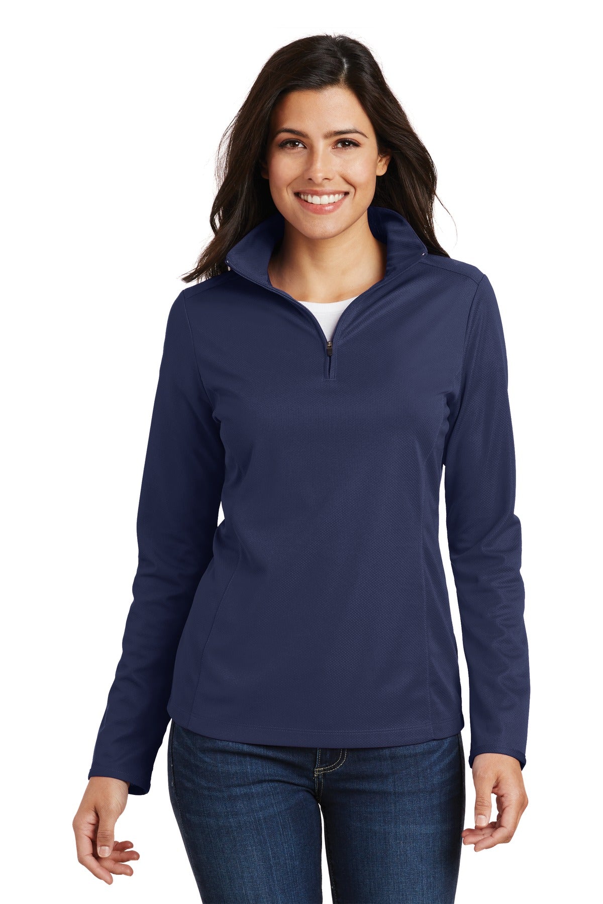 515 Therapy Port Authority® KSH Ladies Pinpoint Mesh 1/2-Zip . L806