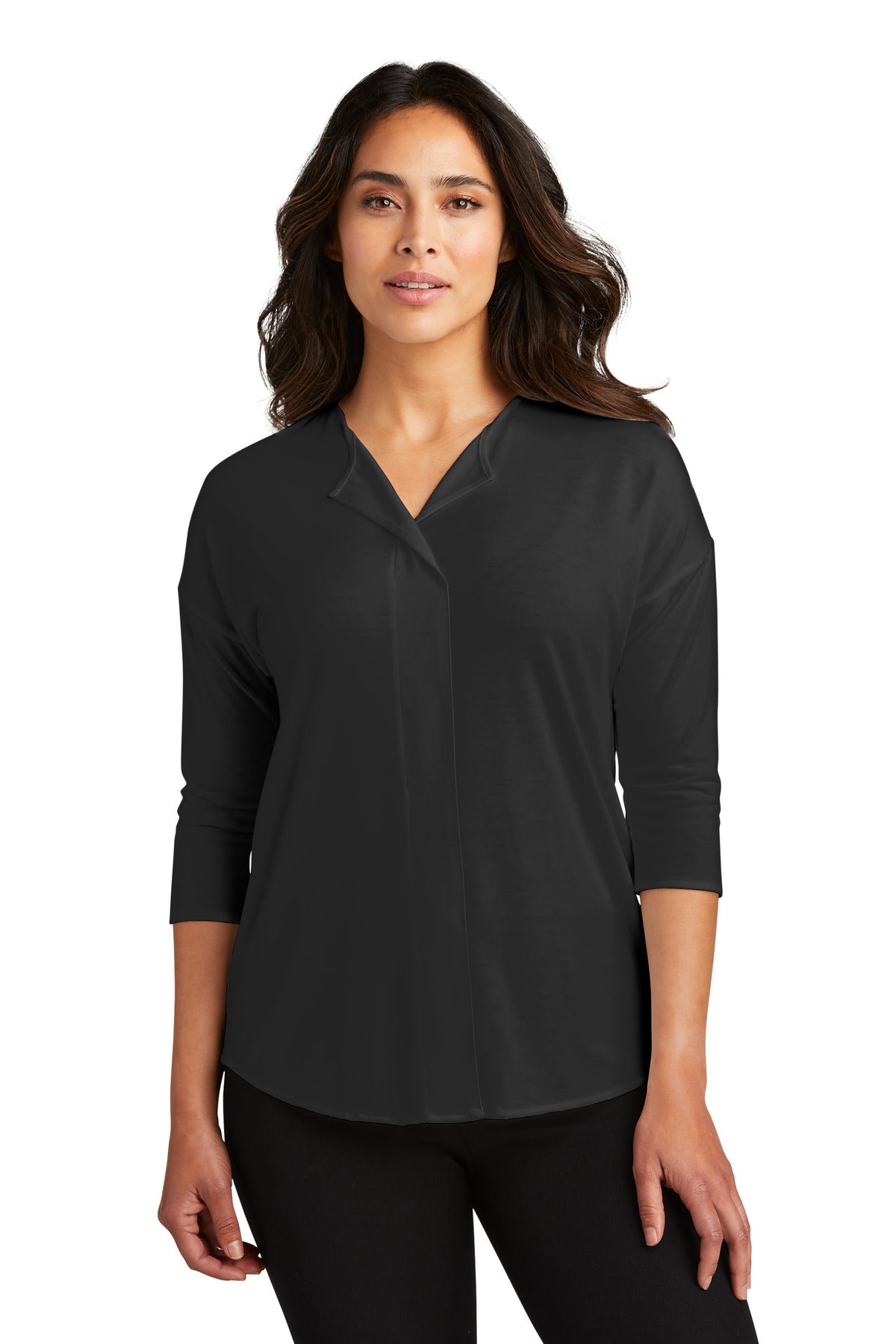 515 TherapyPort Authority® Ladies Concept 3/4-Sleeve Soft Split Neck Top. LK5433