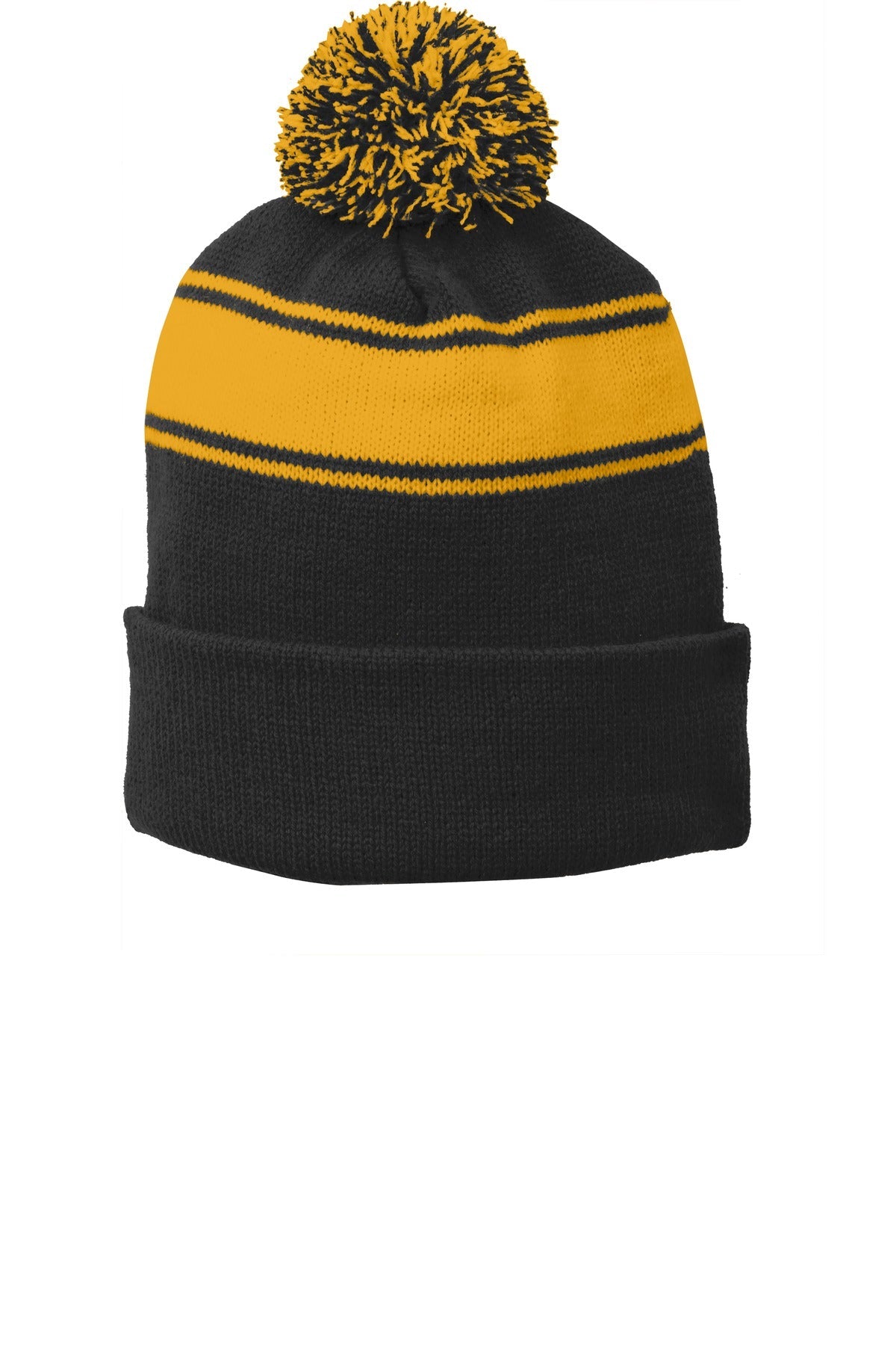 IST Sport-Tek® Stripe Pom Pom Beanie. STC28