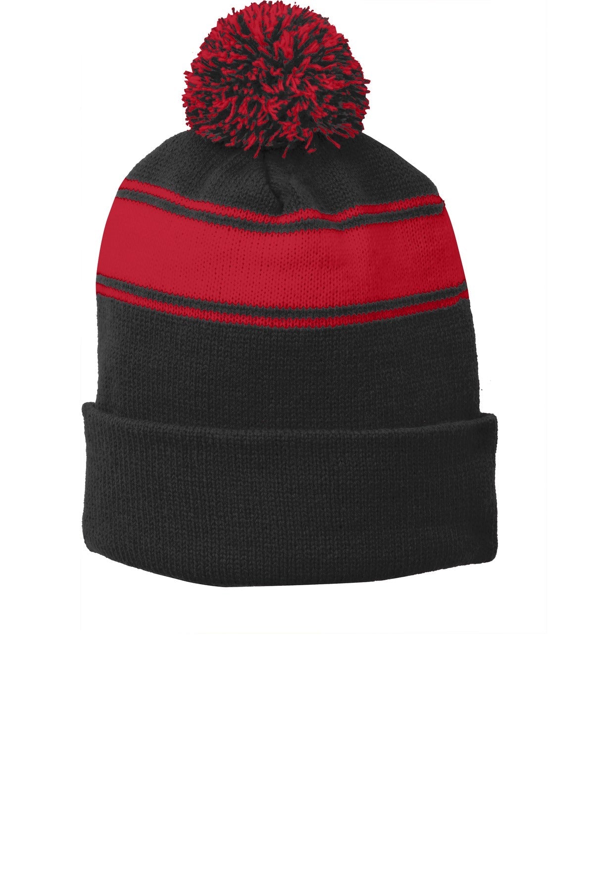 IST Sport-Tek® Stripe Pom Pom Beanie. STC28