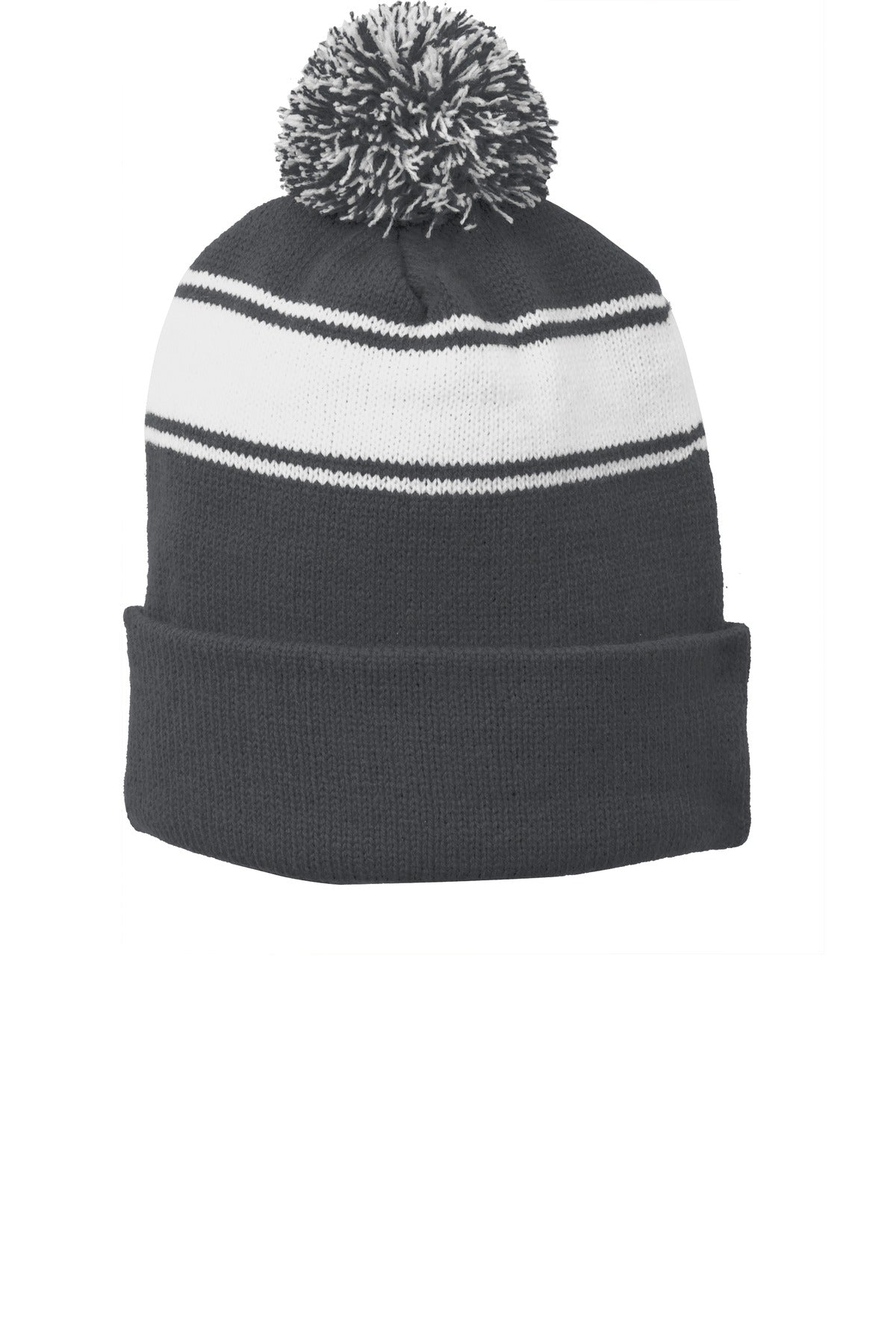 IST Sport-Tek® Stripe Pom Pom Beanie. STC28