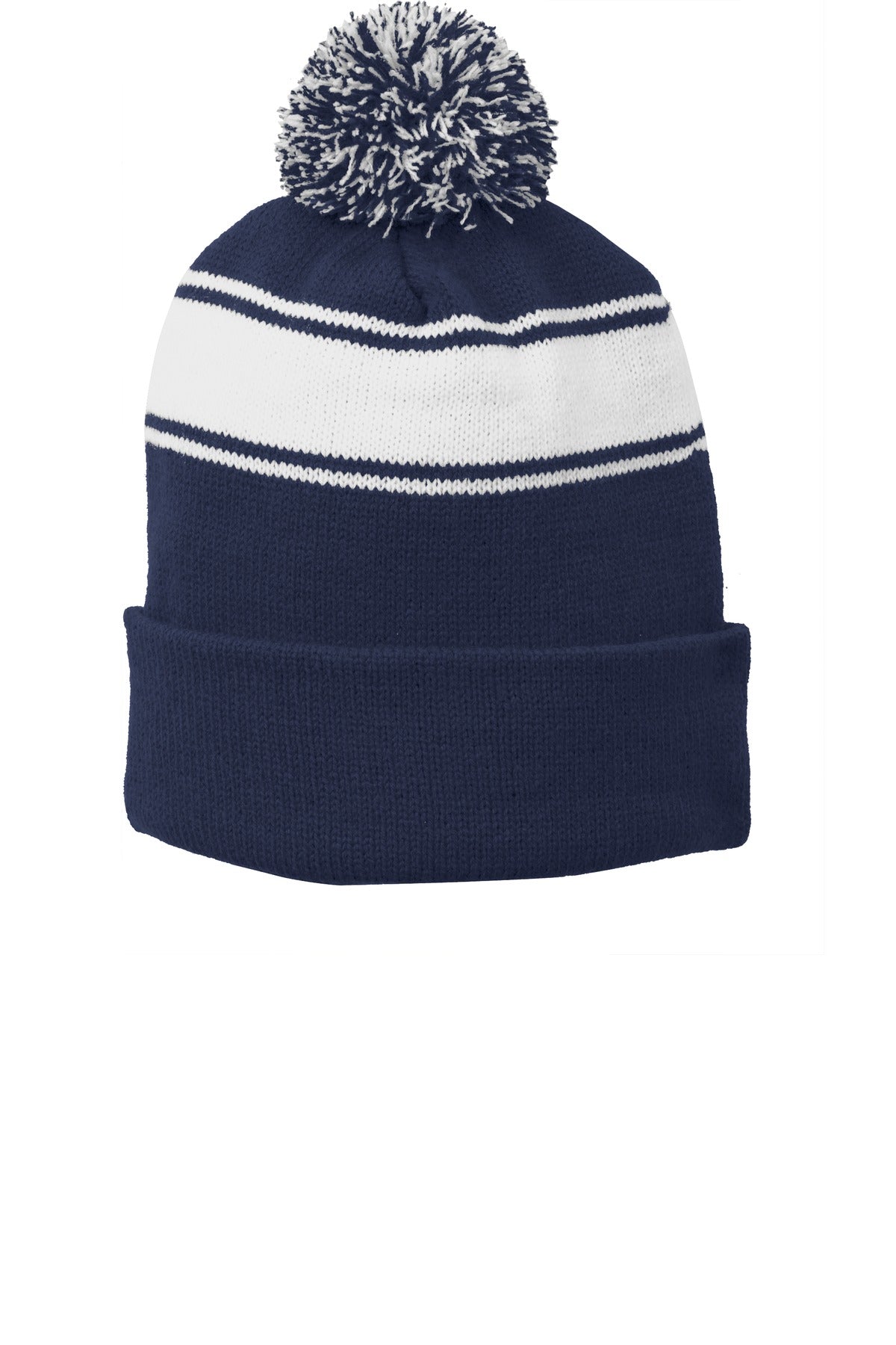IST Sport-Tek® Stripe Pom Pom Beanie. STC28