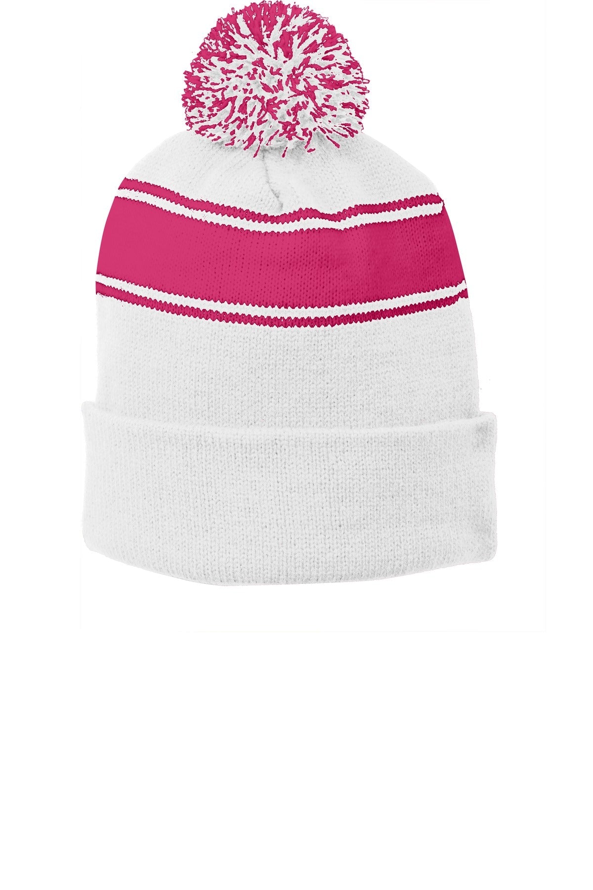 IST Sport-Tek® Stripe Pom Pom Beanie. STC28