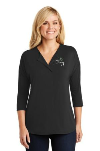 515 TherapyPort Authority® Ladies Concept 3/4-Sleeve Soft Split Neck Top. LK5433