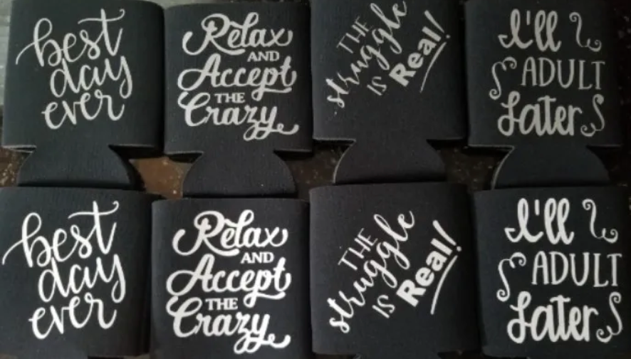 KSH Design Studio Can Coolers with Fun Sayings