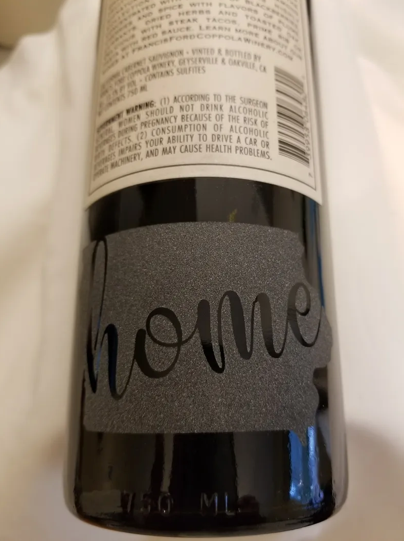 KSH Design Studio Etched Wine Bottle (Not Including Wine)