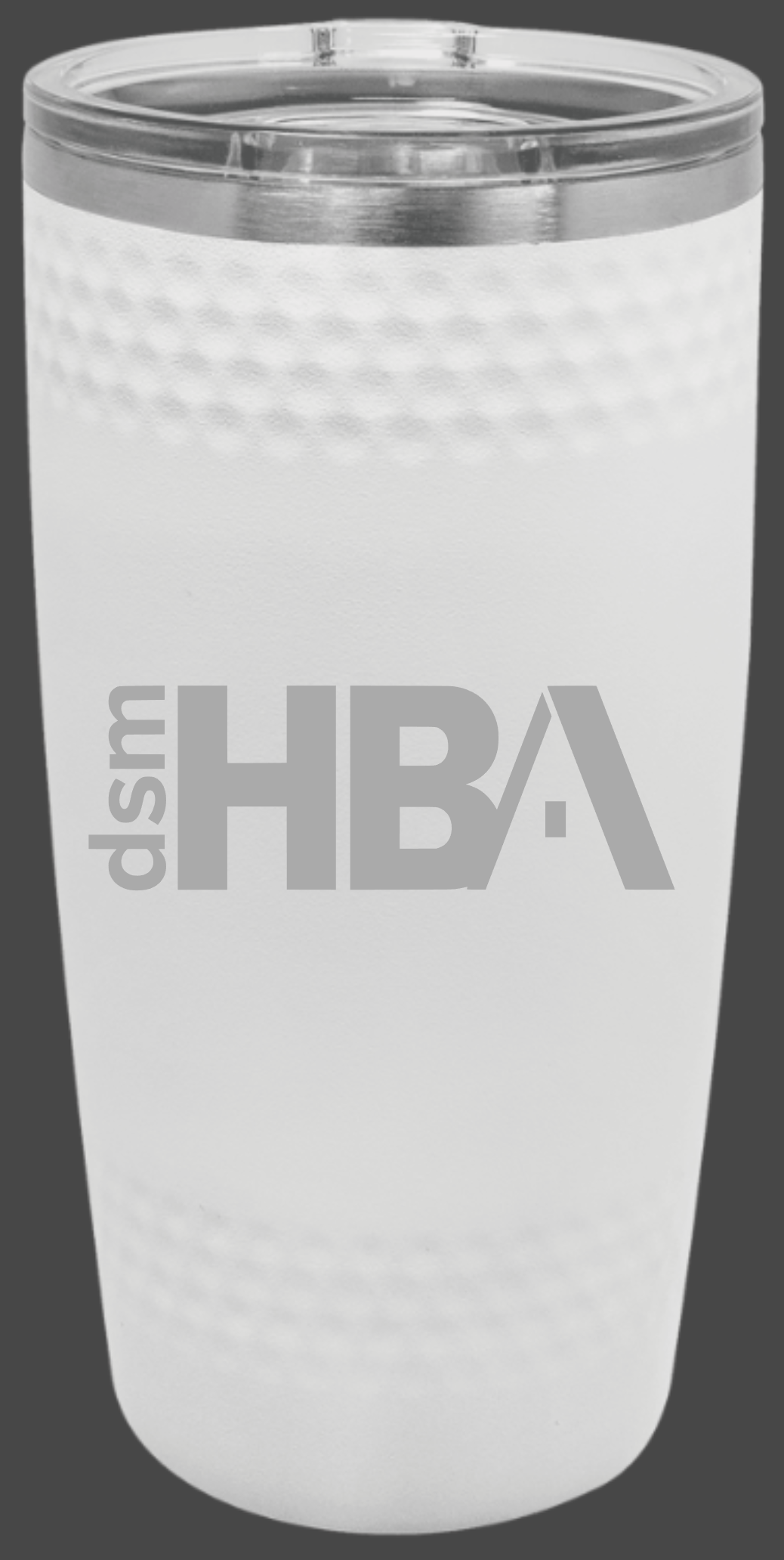 HBADistrict ® Polar Camel 20 oz. White Golf Tumbler - Smooth Center with Dimples and Slider Lid