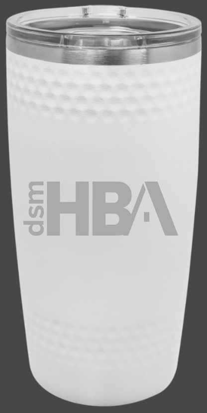 HBADistrict ® Polar Camel 20 oz. White Golf Tumbler - Smooth Center with Dimples and Slider Lid
