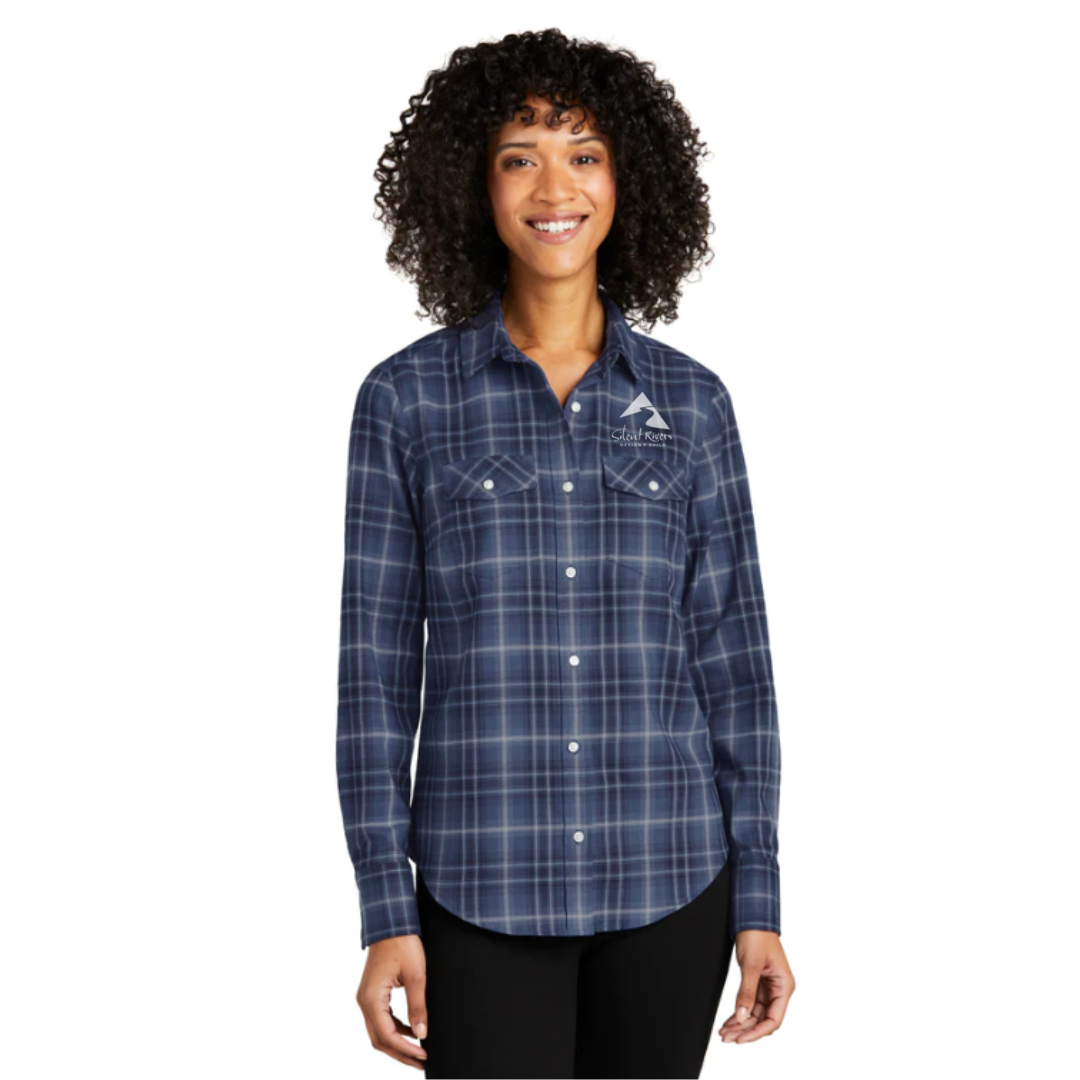 Silent RiversPort Authority® Ladies Long Sleeve Ombre Plaid Shirt LW672
