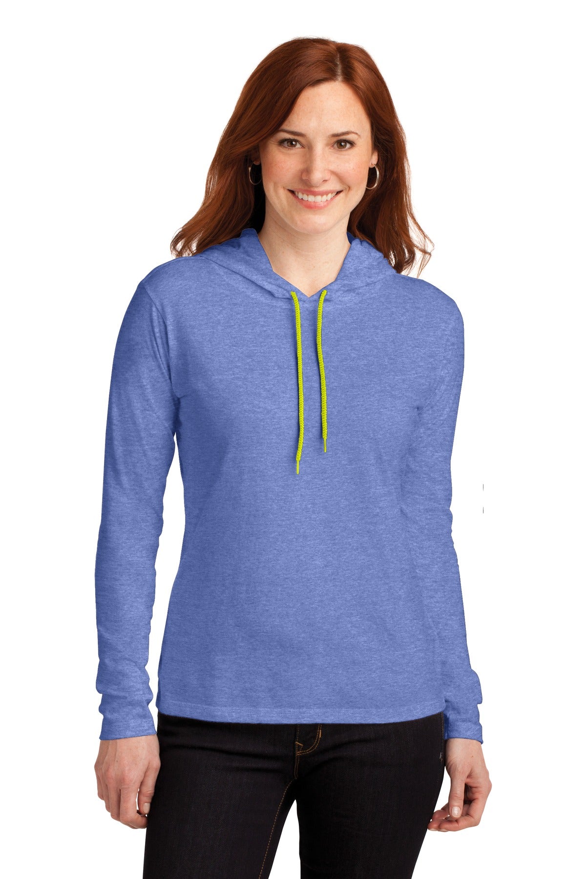 Gildan® Ladies 100% Combed Ring Spun Cotton Long Sleeve Hooded T-Shirt. 887L