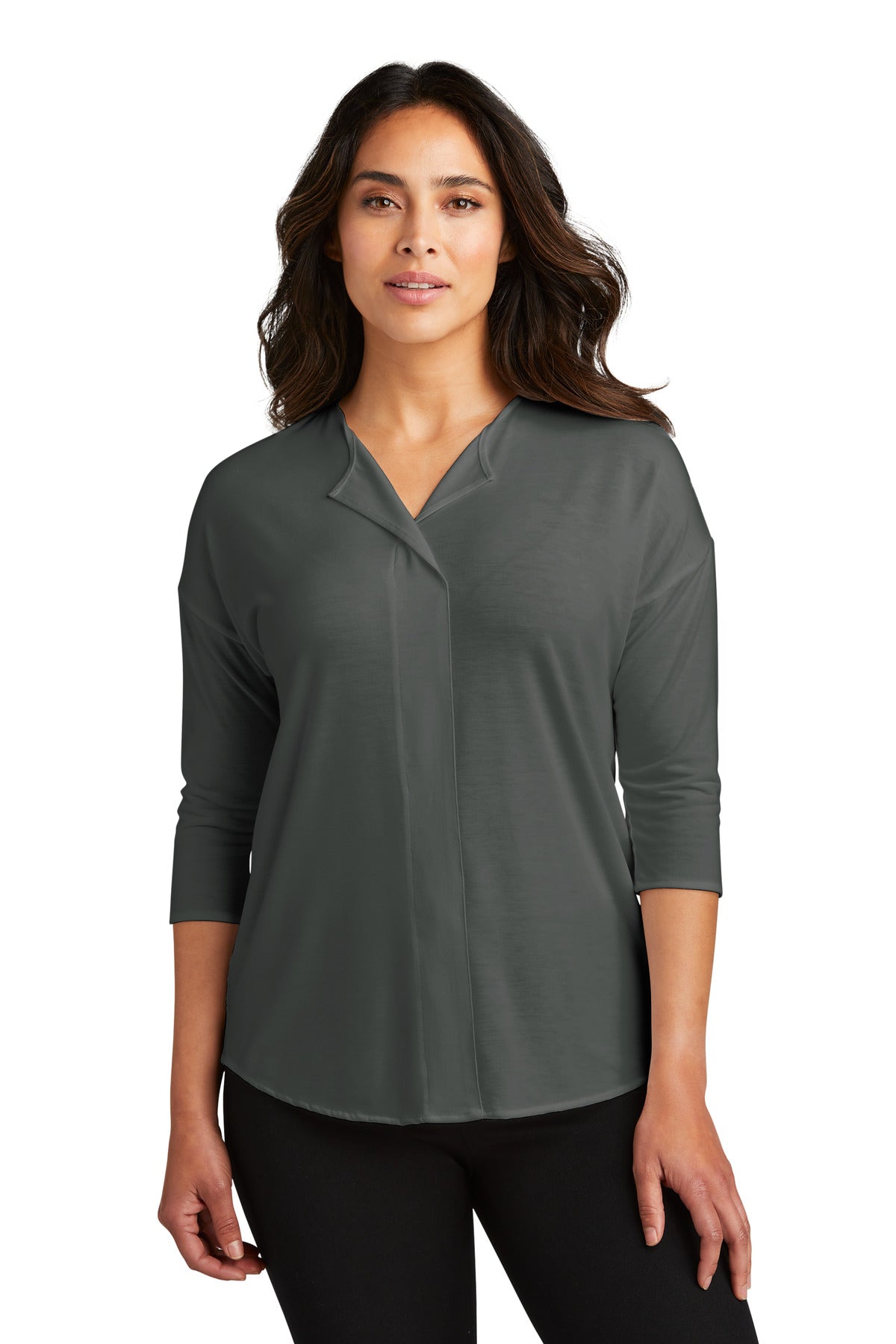 515 TherapyPort Authority® Ladies Concept 3/4-Sleeve Soft Split Neck Top. LK5433