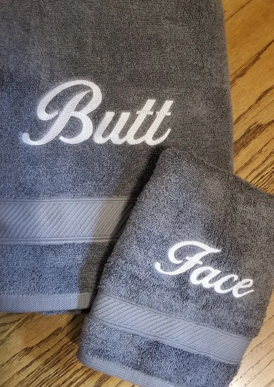 KSH Design Studio Embroidered Towels - Butt/Face