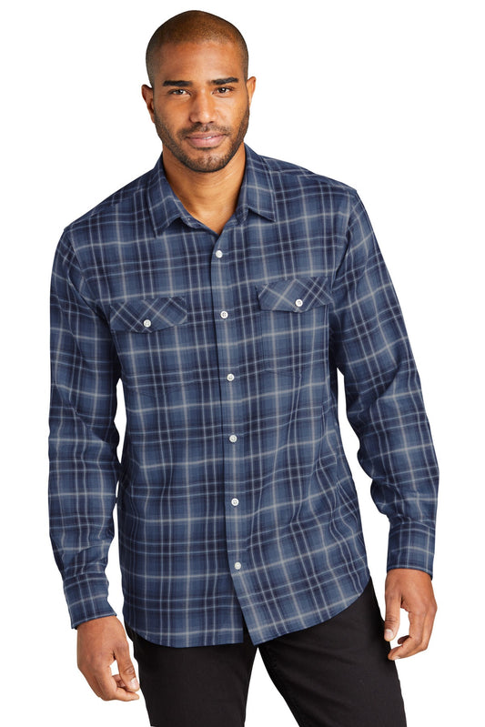 Silent Rivers Port Authority® Long Sleeve Ombre Plaid Shirt W672